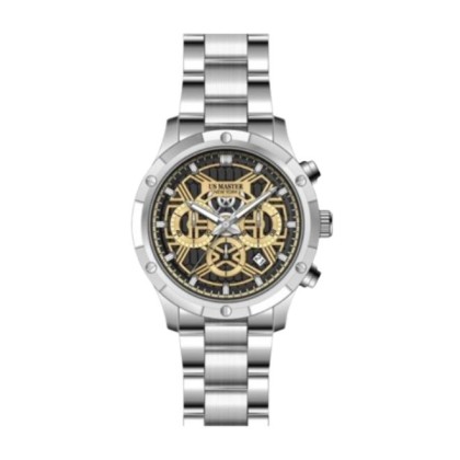 U.S Master Polo Club USM-EK05-SL-BK Butterfly Clasp & Metal Bracelet Men Watch 